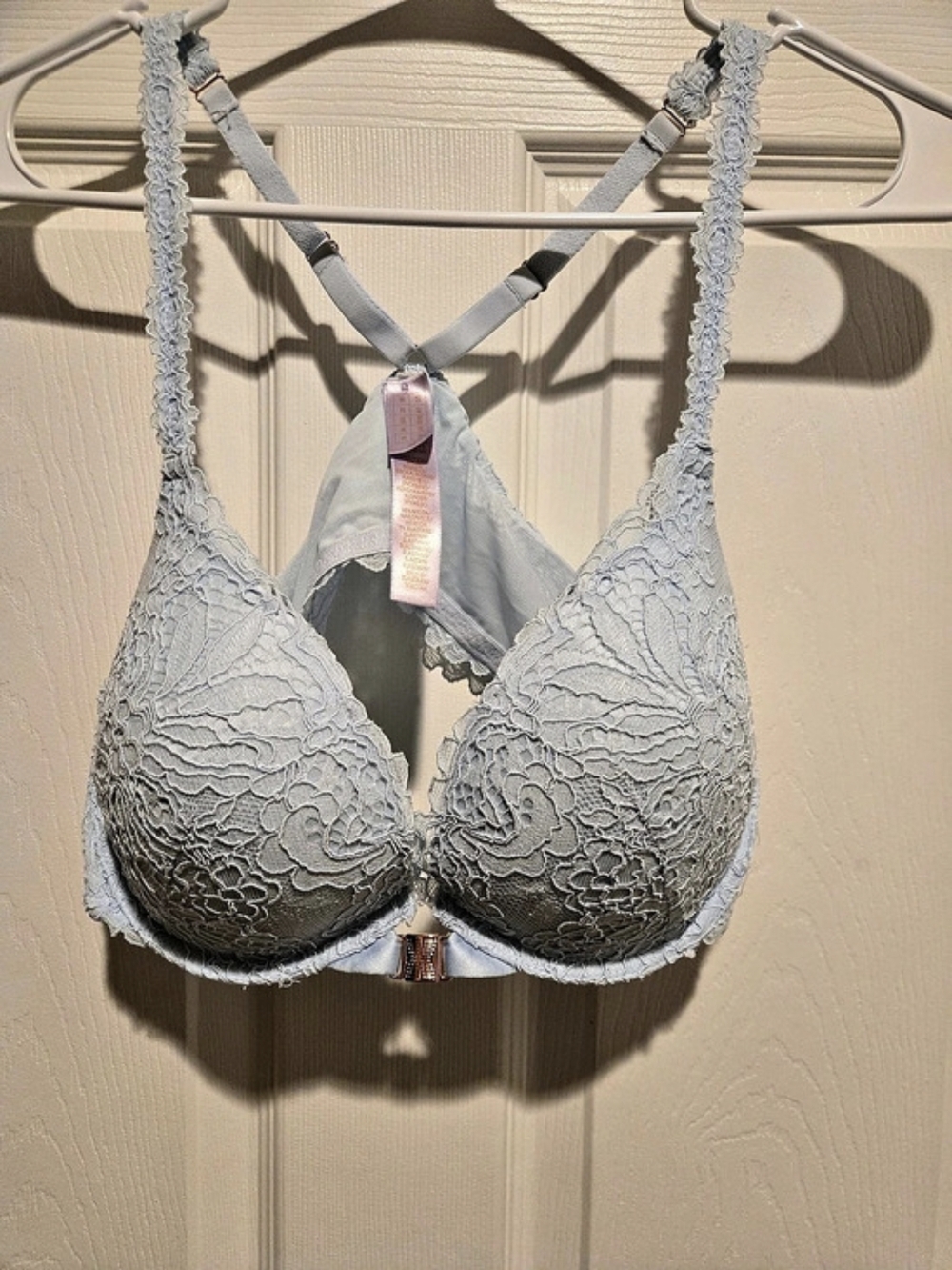Savage X Fenty Lace Racerback Push-Up Bra Light Blue 38C